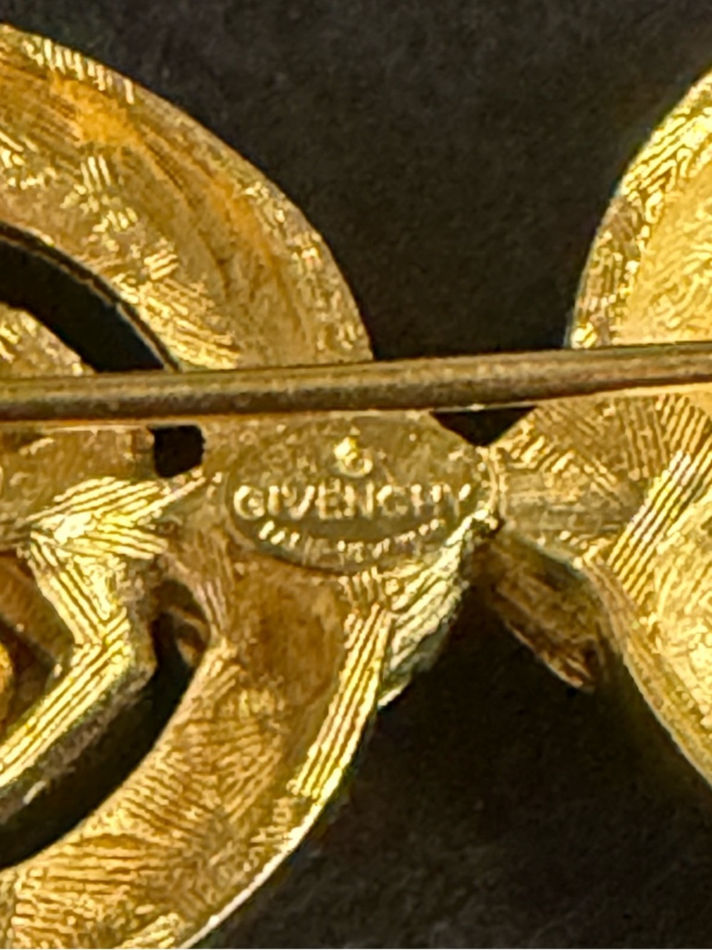 Vintage Givenchy Gold-Tone Brooch with Clear Crystal Accents - Picture 2 of 5